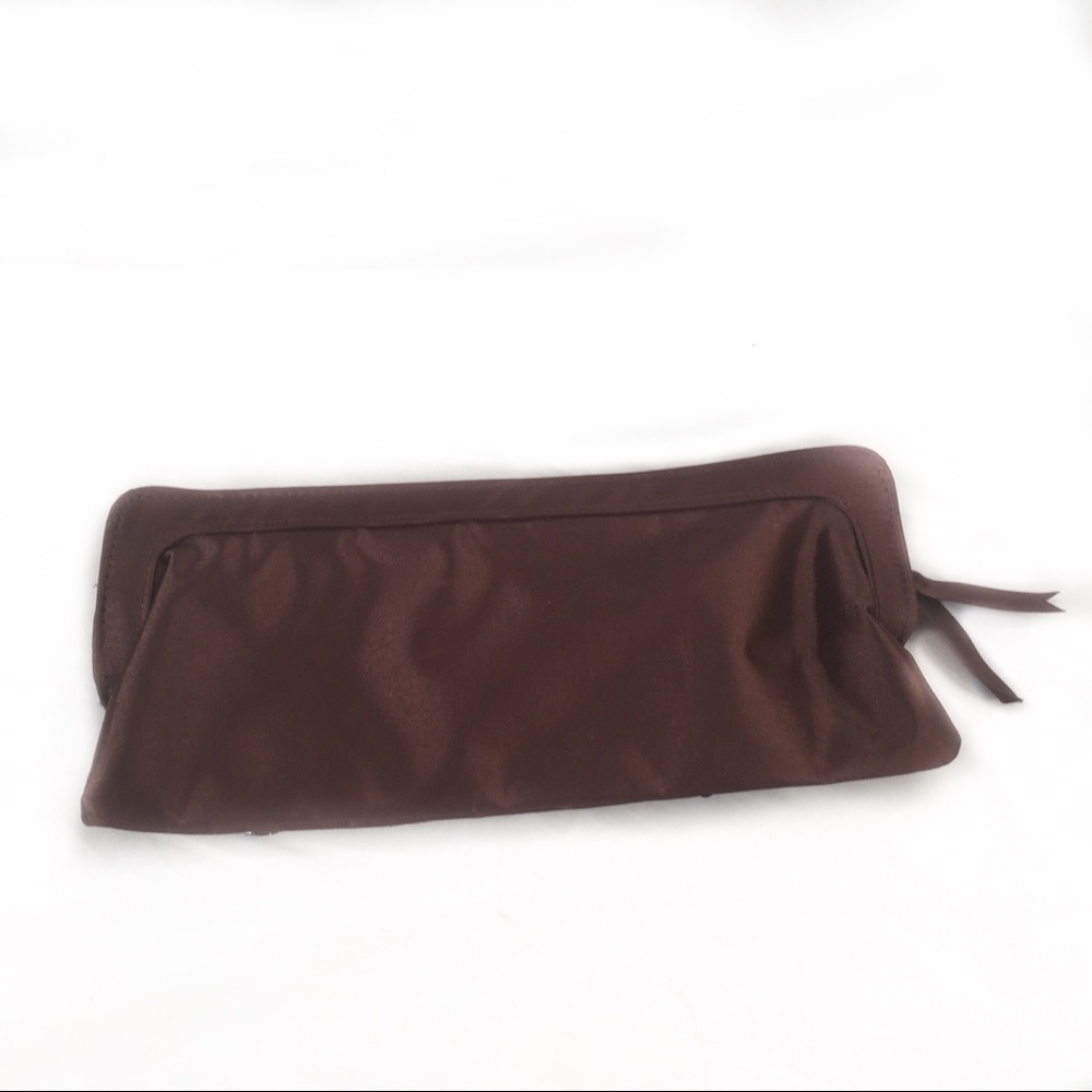 Satin Sequin Beaded Vintage Brown Clutch - Picture 3 of 7